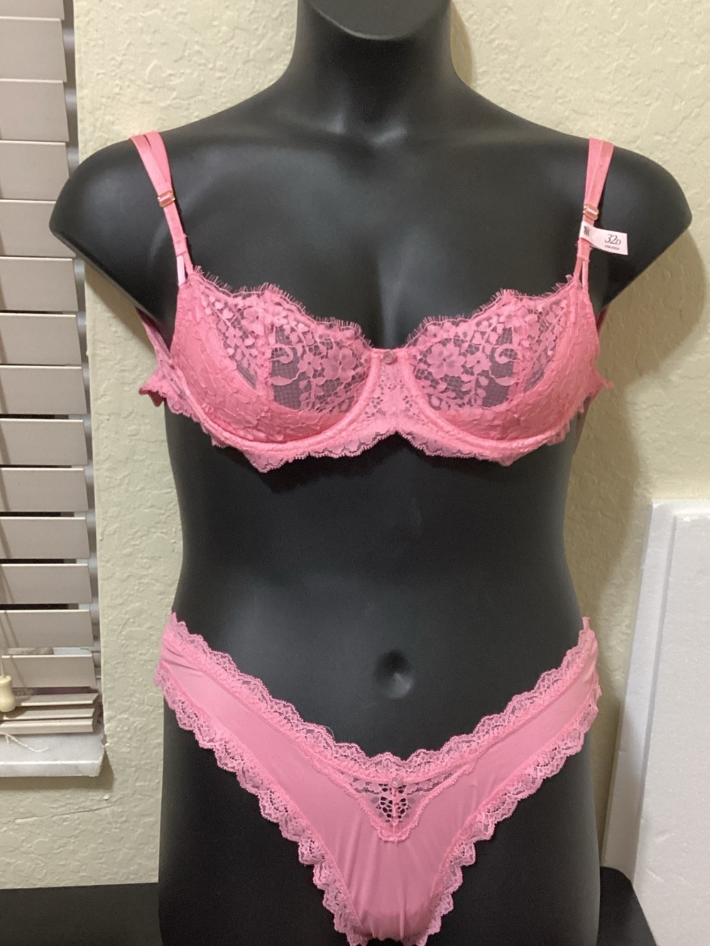 Victoria's Secret Pink Lace Underwire Bra & Lace Bikini Set